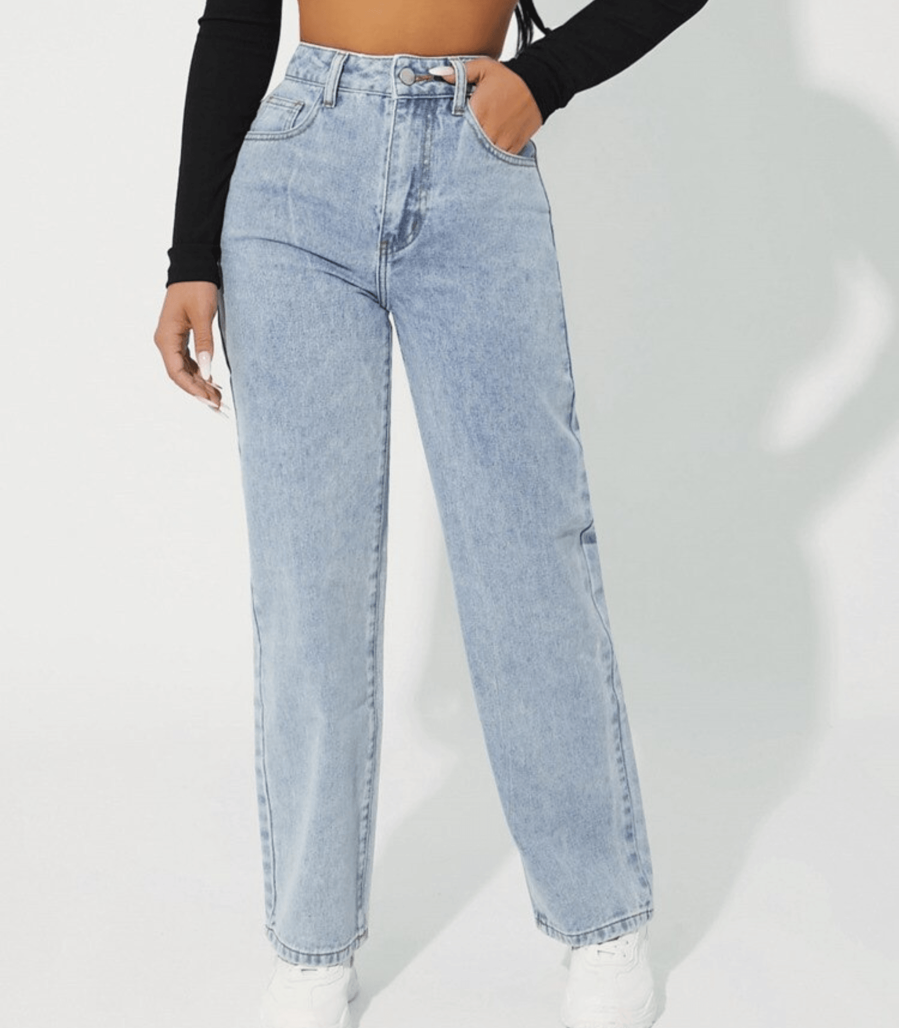 Jeans aus Denim mit lässigem, hoch tailliertem Schnitt