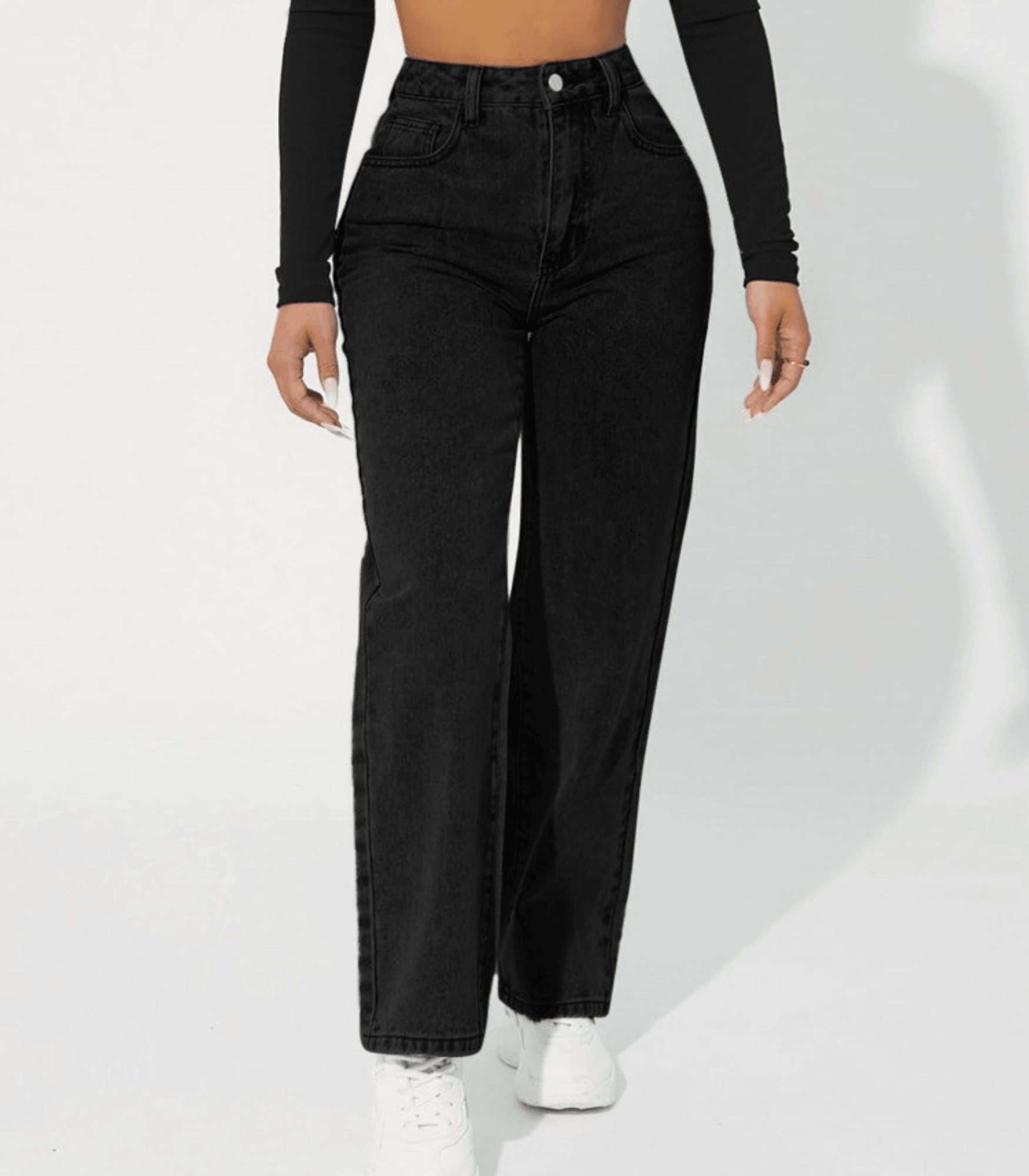 Jeans aus Denim mit lässigem, hoch tailliertem Schnitt