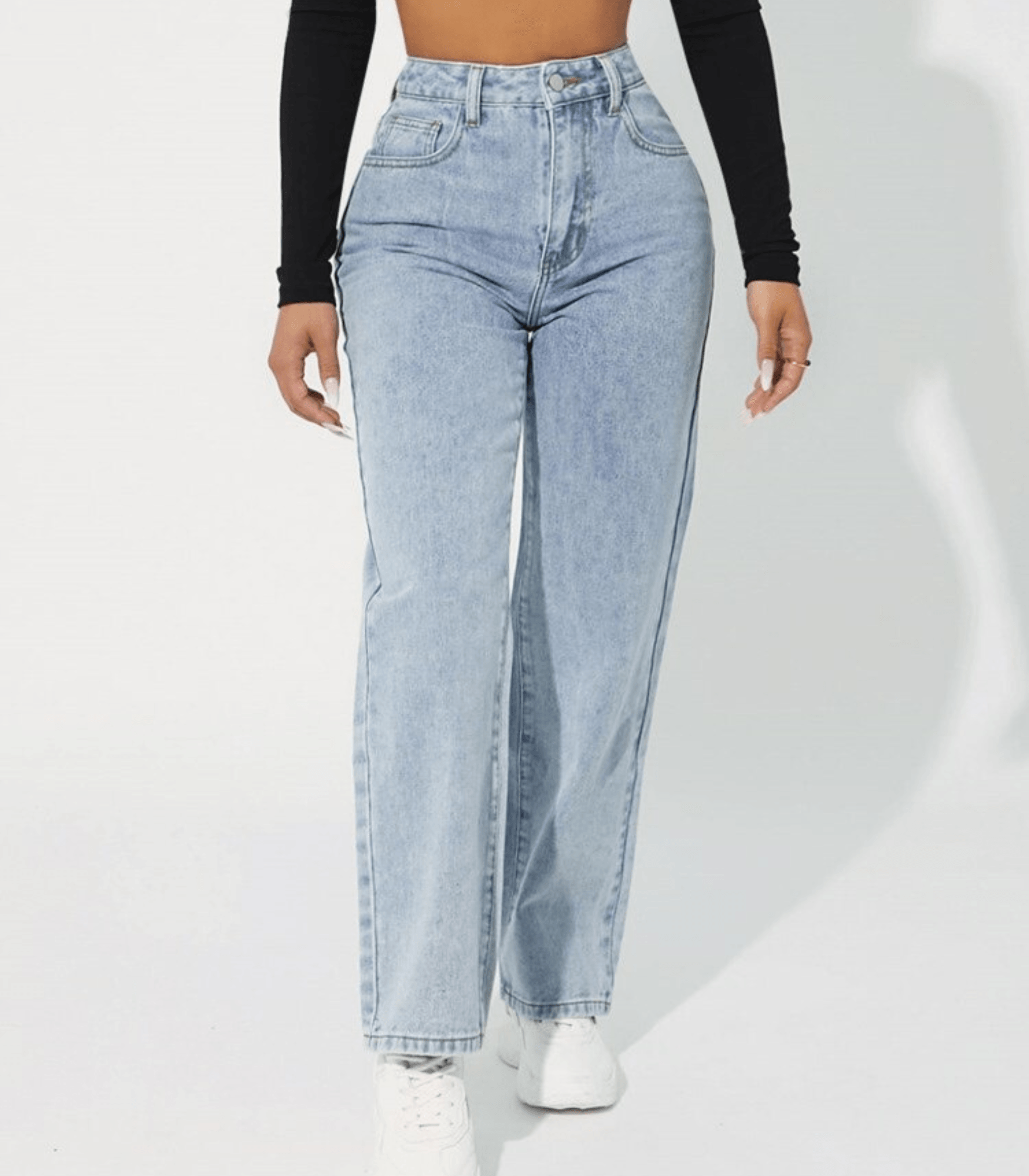 Jeans aus Denim mit lässigem, hoch tailliertem Schnitt