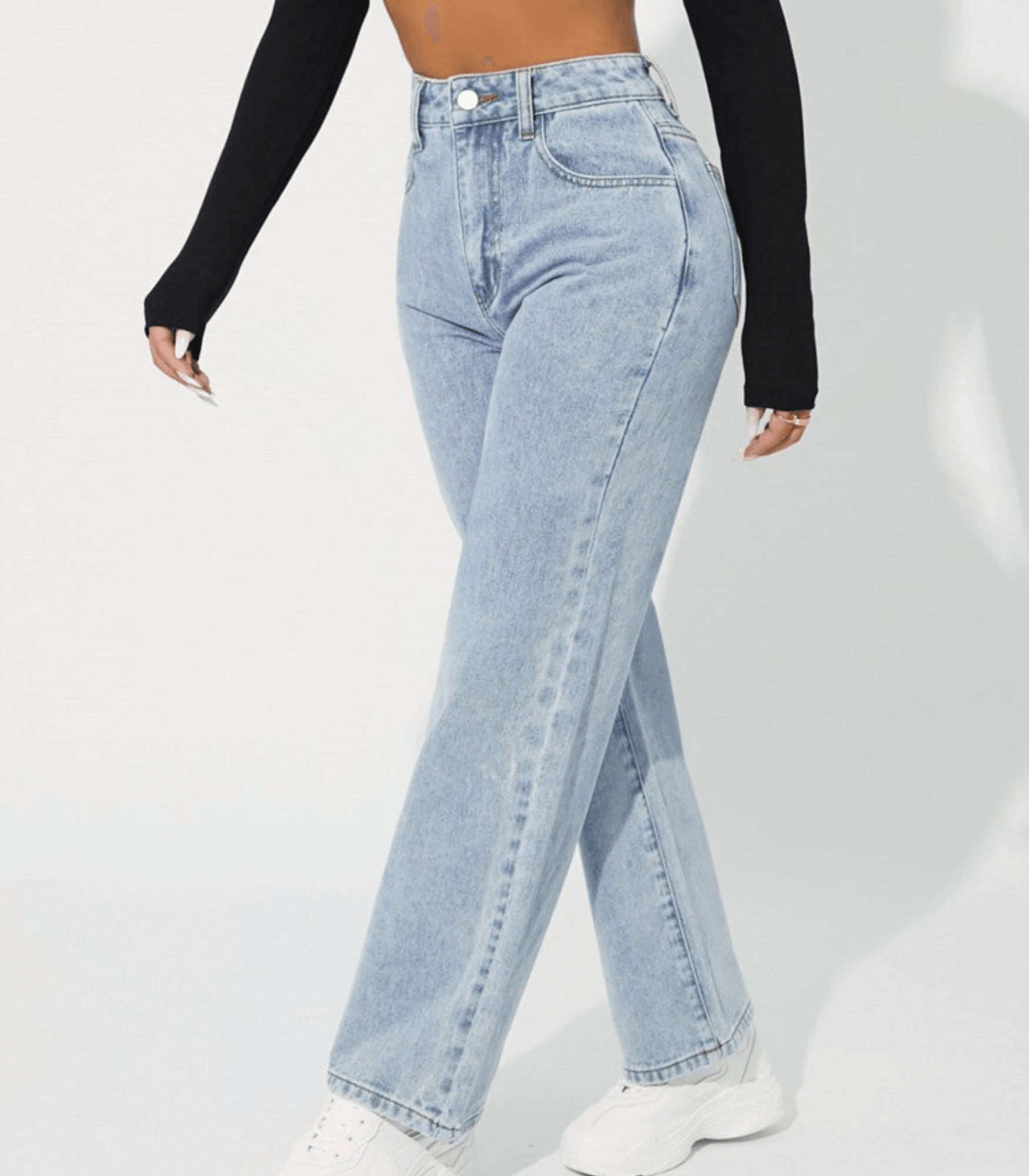 Jeans aus Denim mit lässigem, hoch tailliertem Schnitt