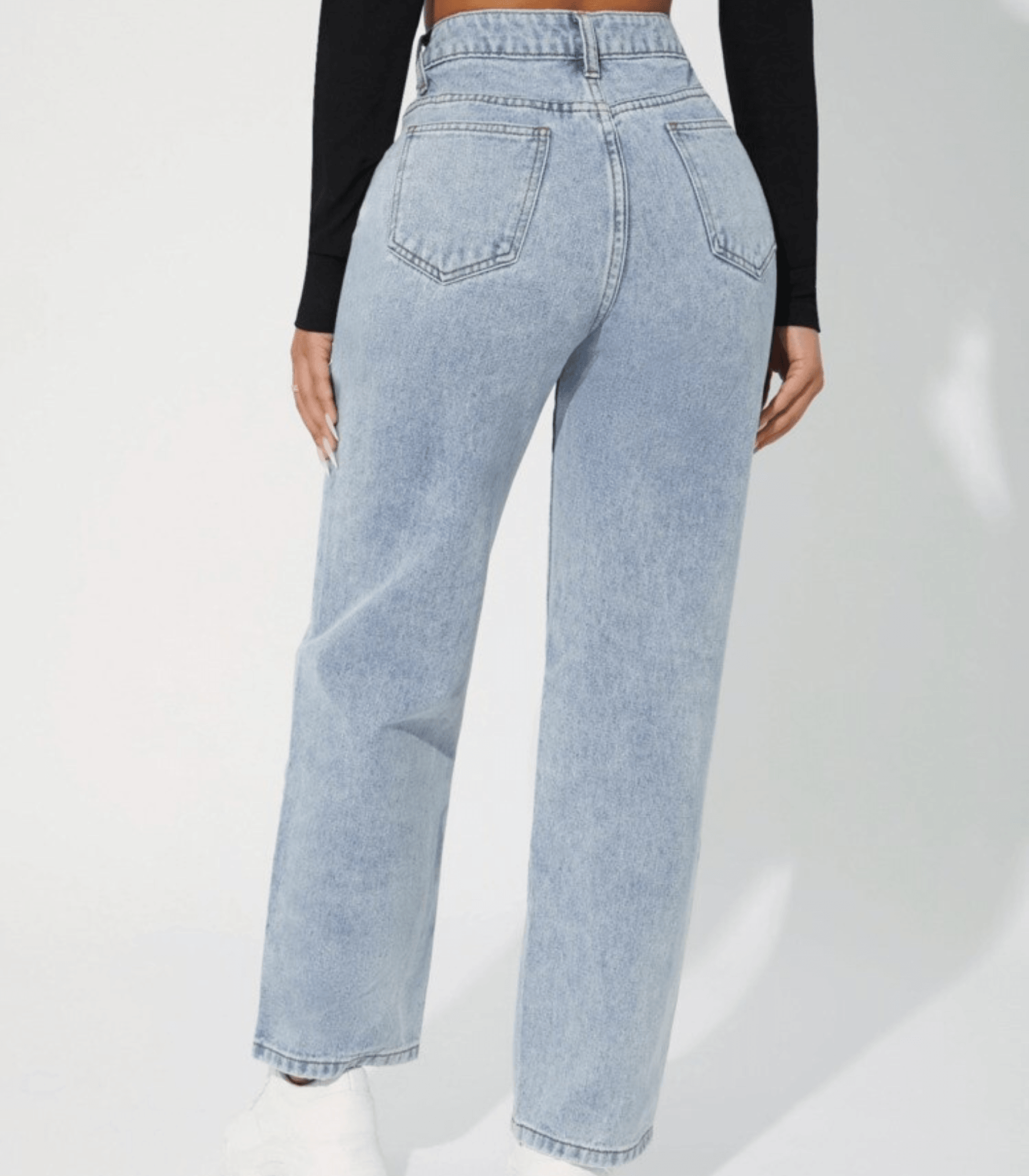 Jeans aus Denim mit lässigem, hoch tailliertem Schnitt