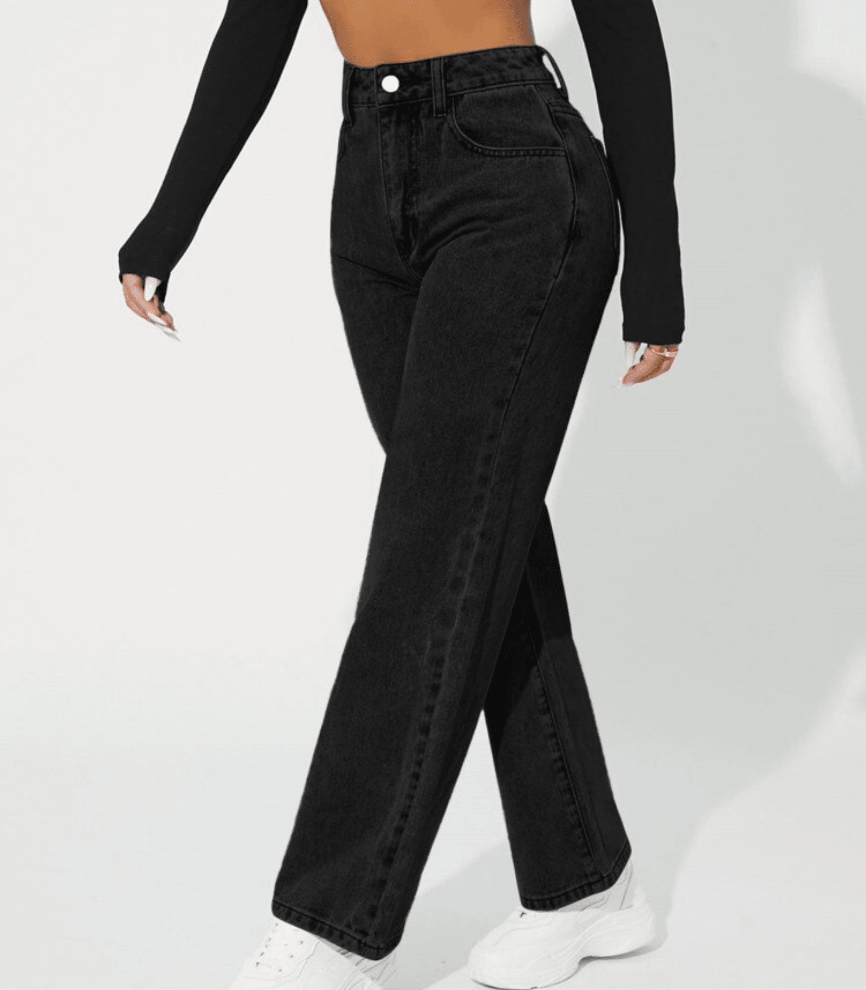 Jeans aus Denim mit lässigem, hoch tailliertem Schnitt