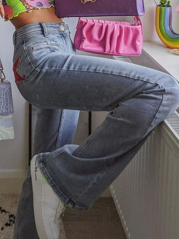 Jeans mit Retro-Star-Patch für Frauen