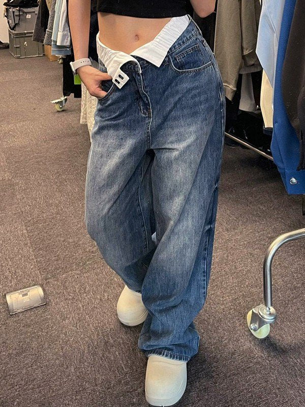 Jeans mit hoher Taille und weitem Bein