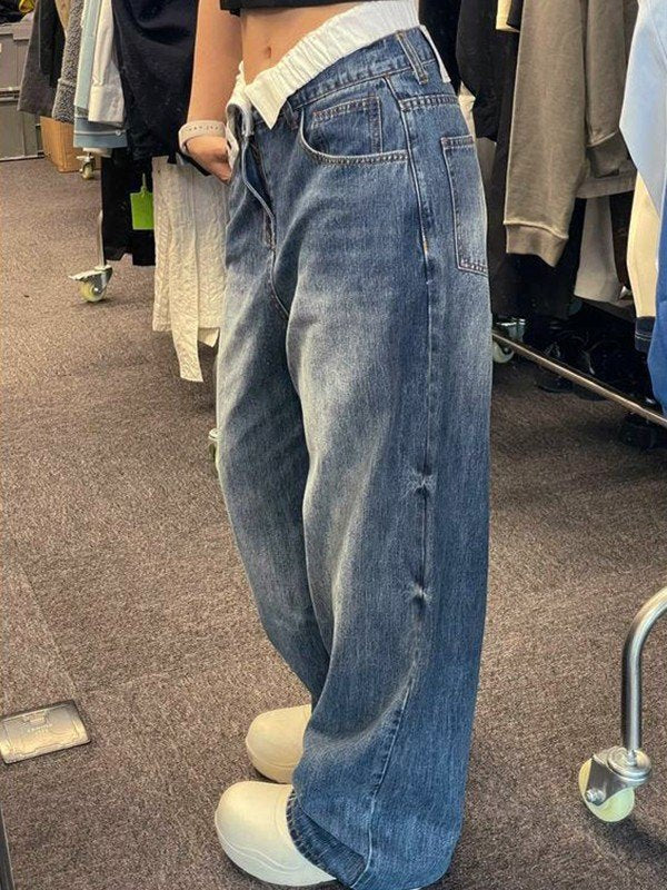 Jeans mit hoher Taille und weitem Bein