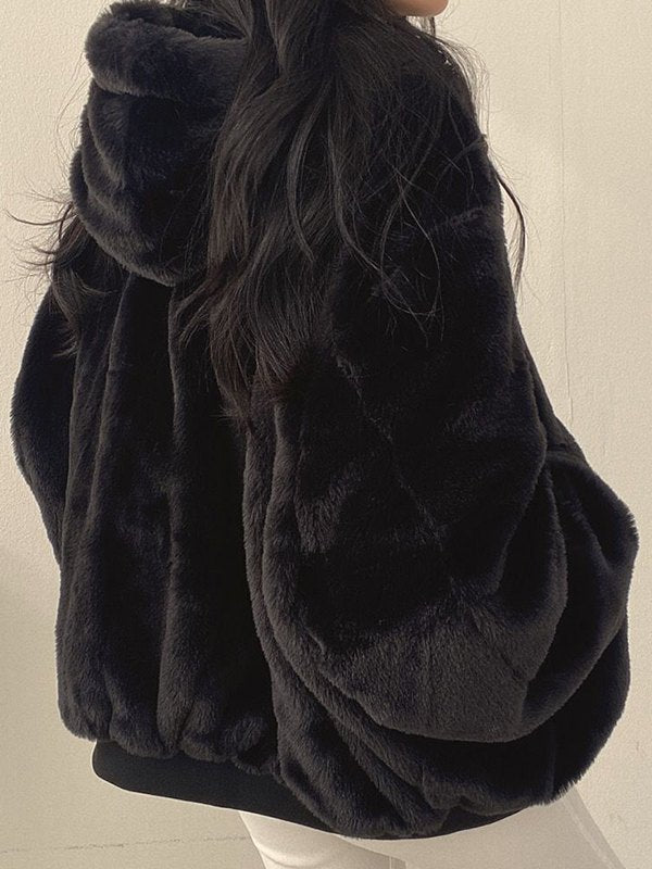 Lillymoda | Ava - Wendbare Oversize Fleece Jacke mit Kapuze