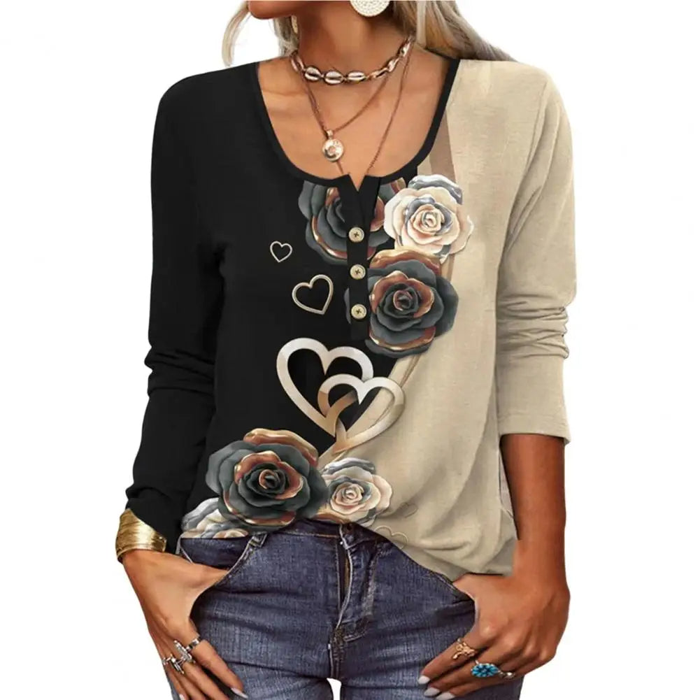 Zendaya | Damen Lässiges Blumenmuster Bluse | Langarm