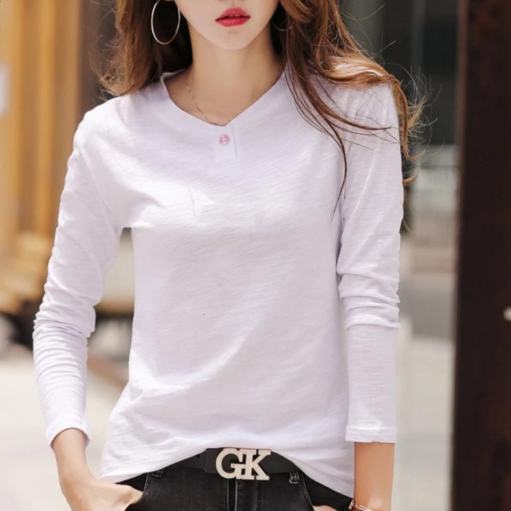 Damen Langarmshirt mit süßem Deko-Knopf