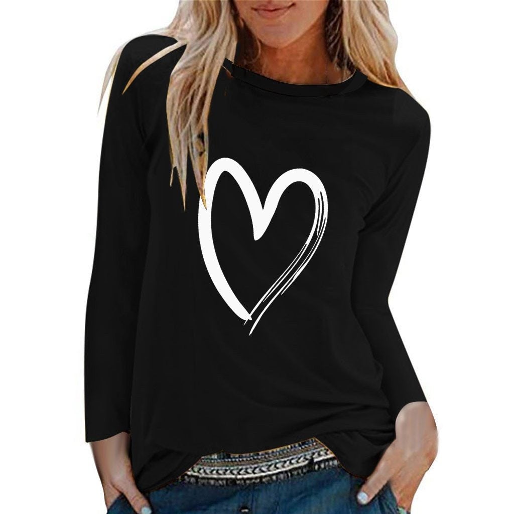 Damen-Langarm-Shirt mit Herzenmotiv