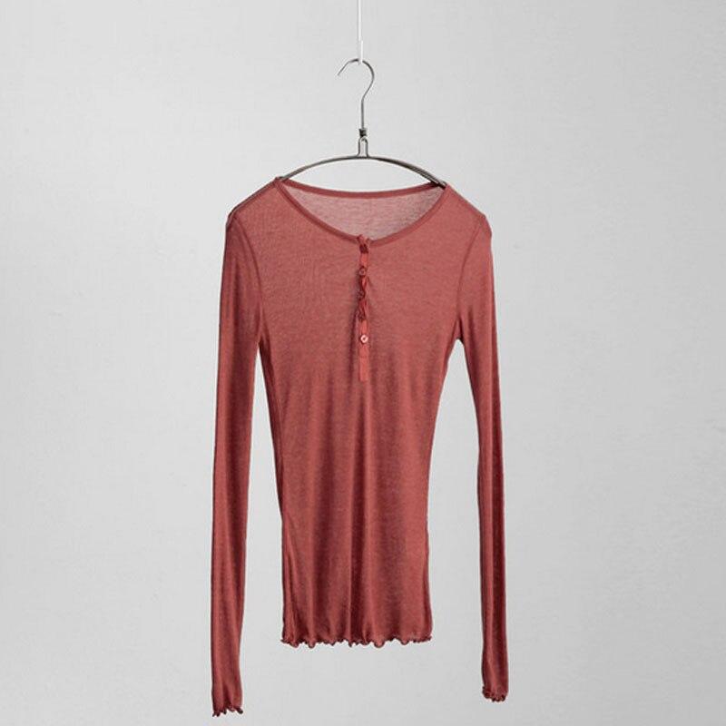 Luftiges Damen Langarmshirt mit Knöpfen