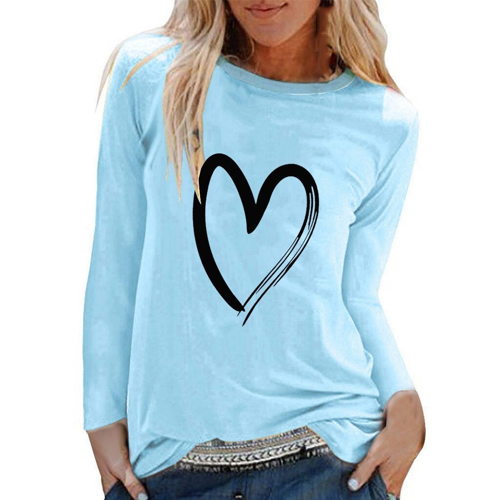 Damen-Langarm-Shirt mit Herzenmotiv
