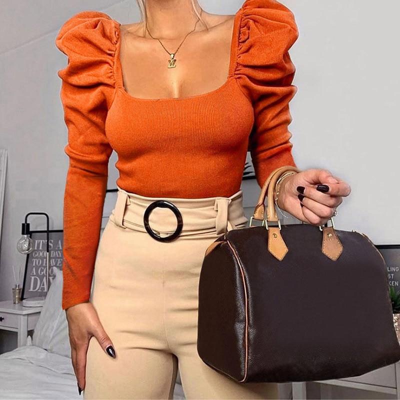 Langärmliges Damen-T-Shirt mit Puffärmeln