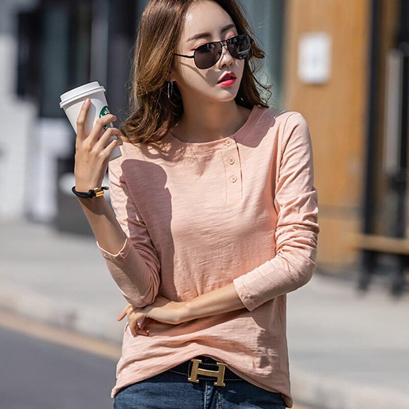 Damen Langarmshirt mit Knöpfen am Ausschnitt