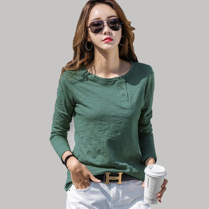 Damen Langarmshirt mit Knöpfen am Ausschnitt