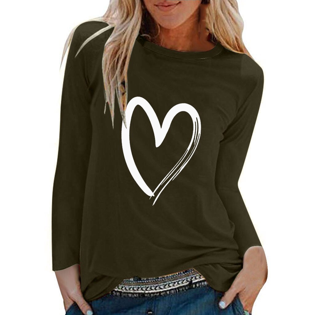 Damen-Langarm-Shirt mit Herzenmotiv