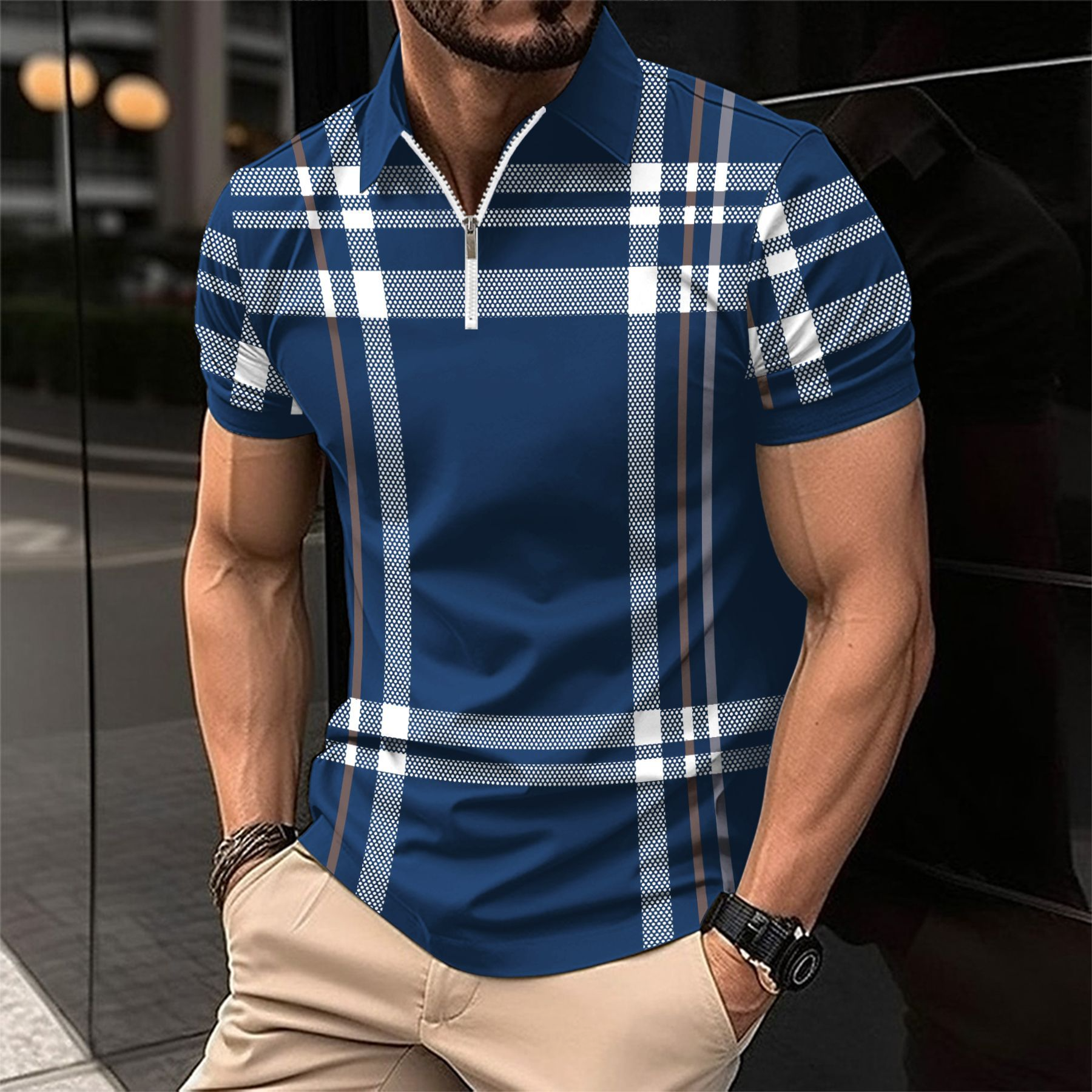 Allan | Herren Poloshirt Kurzarm | mit Reißverschluss