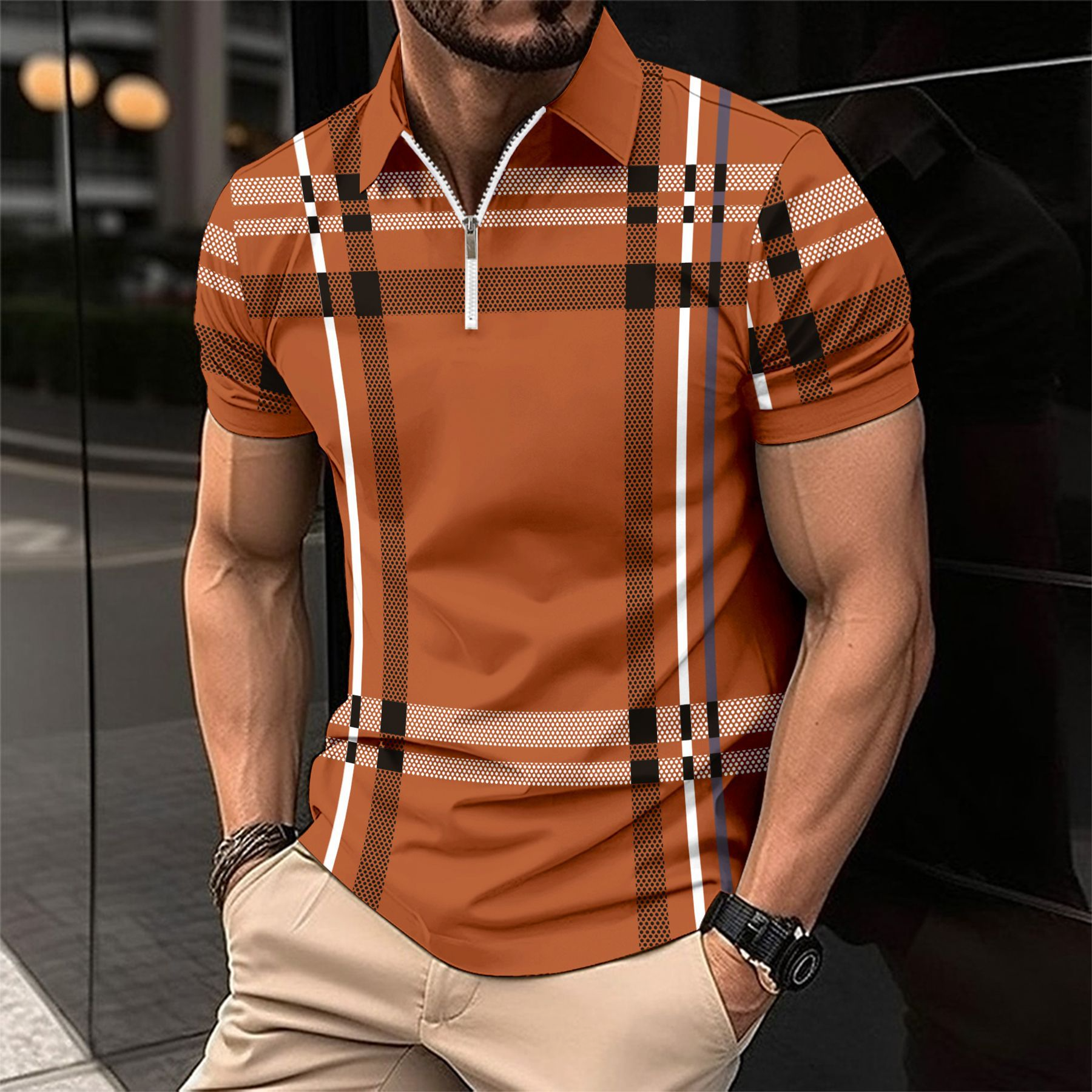 Allan | Herren Poloshirt Kurzarm | mit Reißverschluss