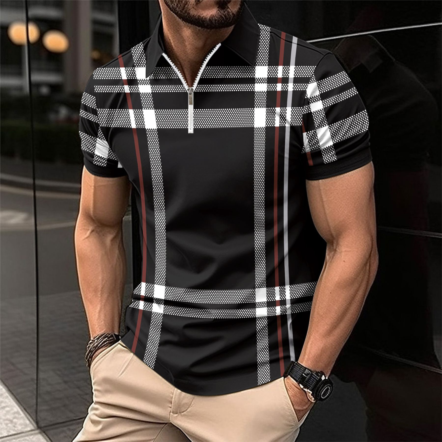 Allan | Herren Poloshirt Kurzarm | mit Reißverschluss