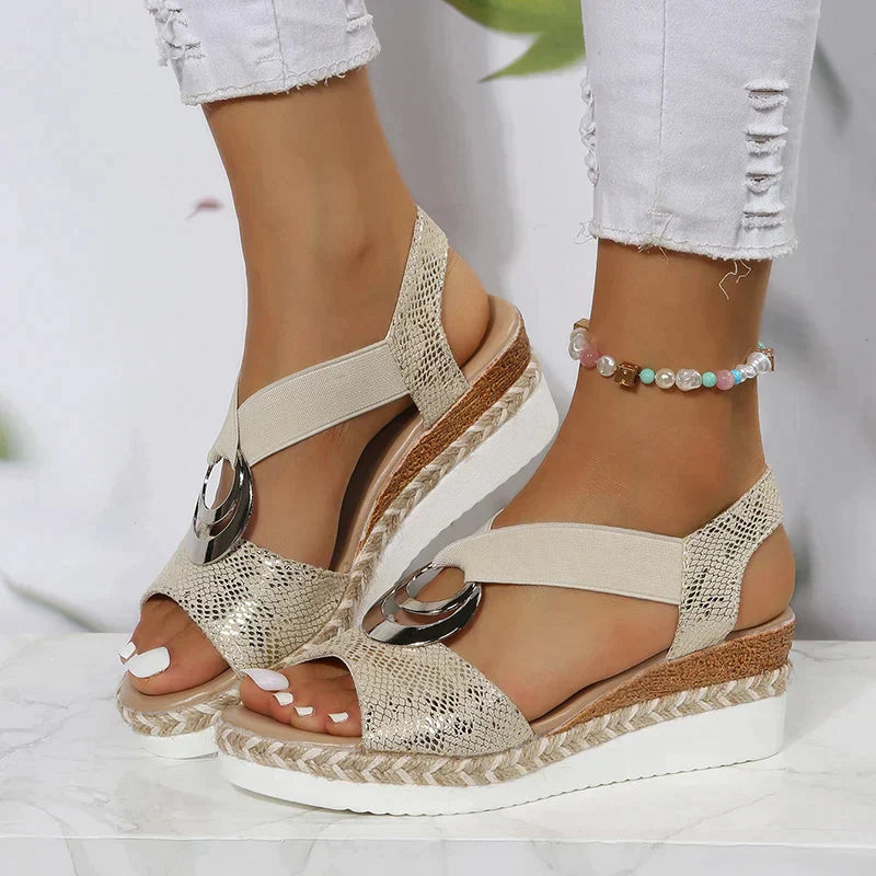 Lillymoda | Gillian - Lässige Wedges mit Schlangenmuster