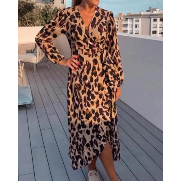 Lillymoda | Beatrice - elegantes Wickelkleid mit Leopardenmuster