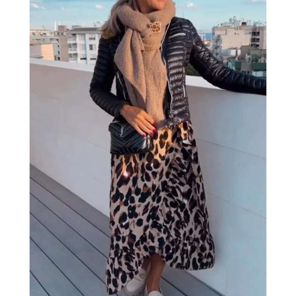 Lillymoda | Beatrice - elegantes Wickelkleid mit Leopardenmuster