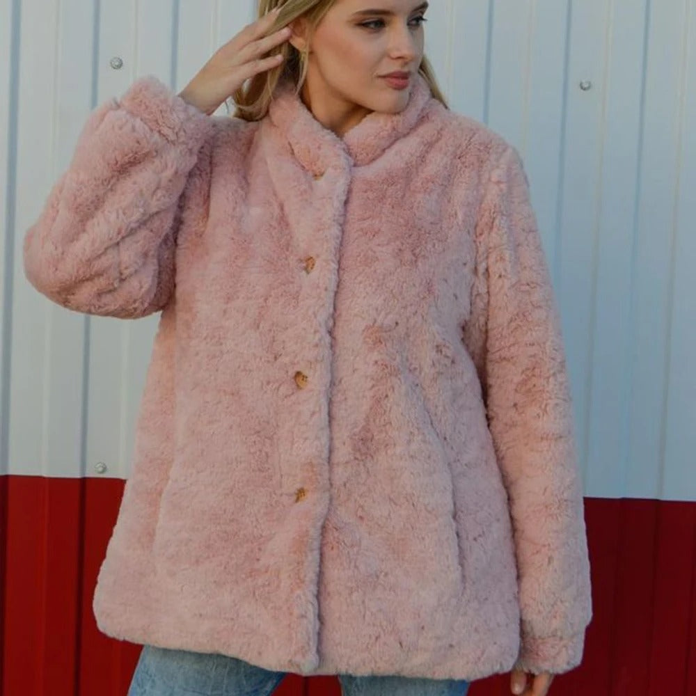 Lillymoda | Layla – Luxuriöser Teddy Mantel mit Knöpfen