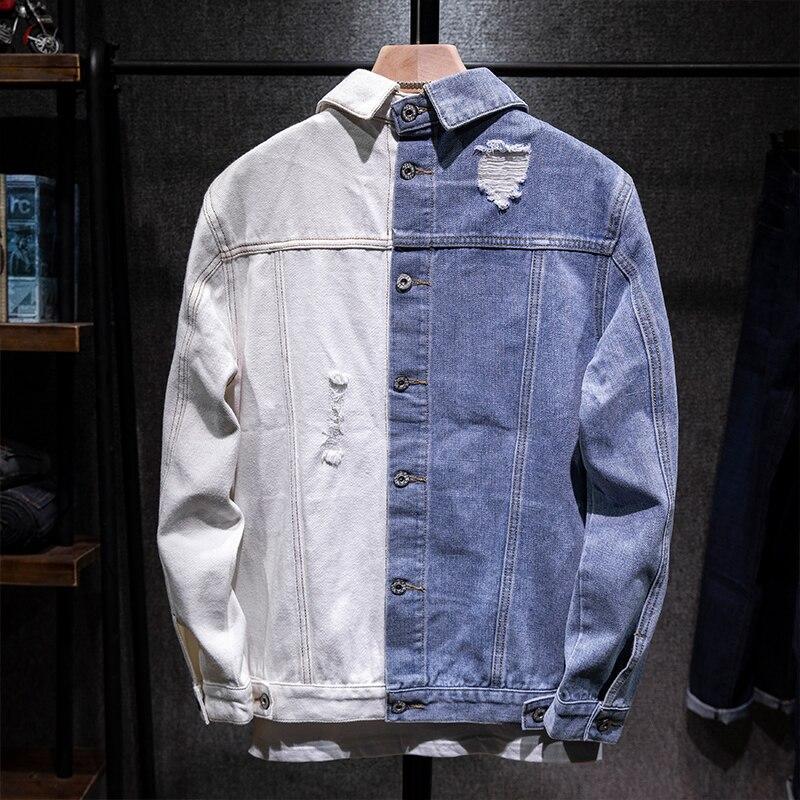 Zweifarbige Jeansjacke für Herren