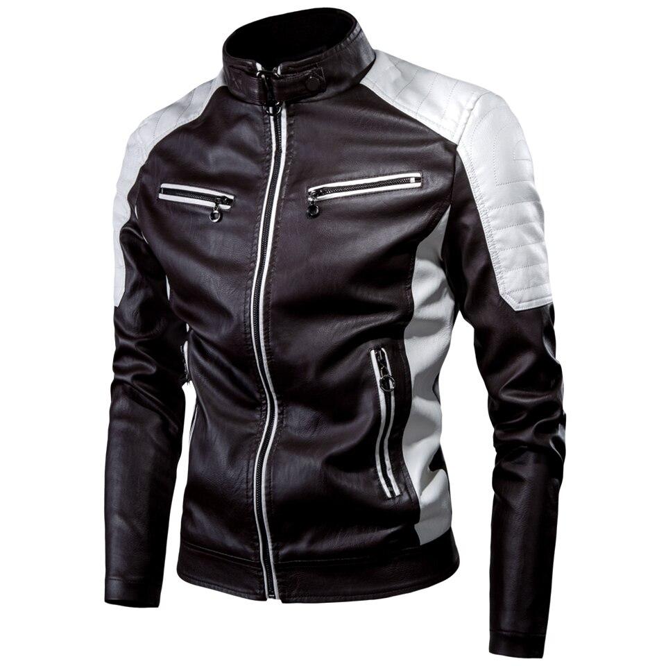 Zweifarbige Lederjacke für Herren