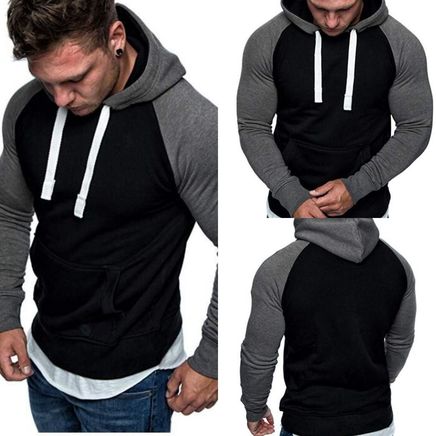 Zweifarbiges Herren-Sweatshirt ohne Reißverschluss