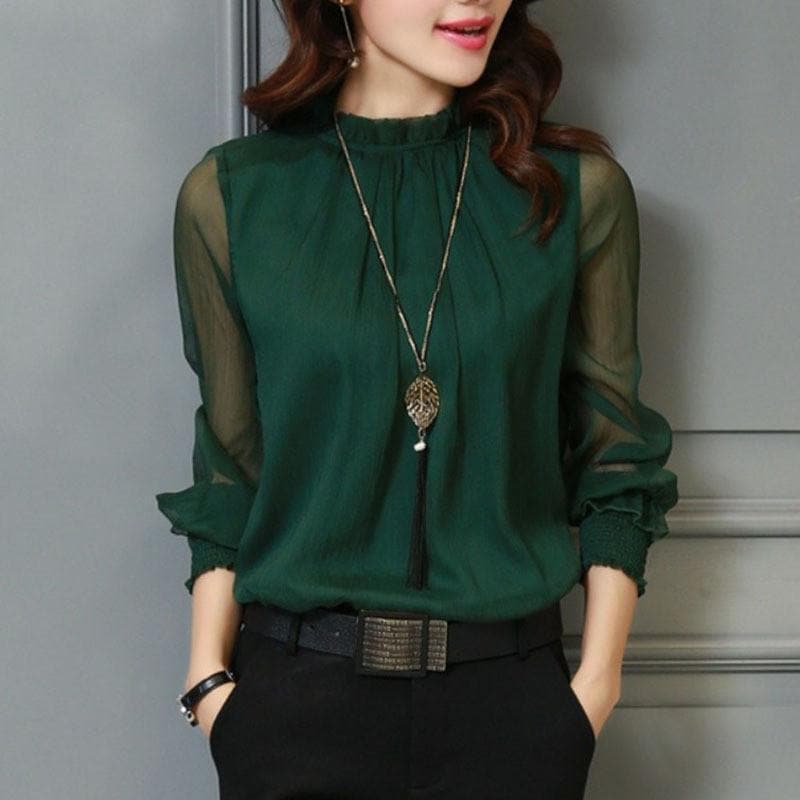 Shirt mit Rüschen und transparenten Ärmeln