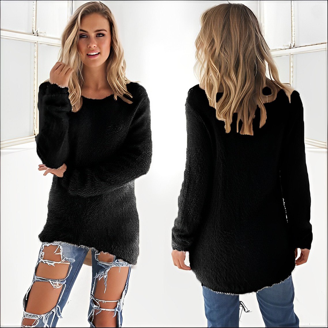 Scarlett - 2024 Eleganter Langarm-Pullover mit Rundhalsausschnitt