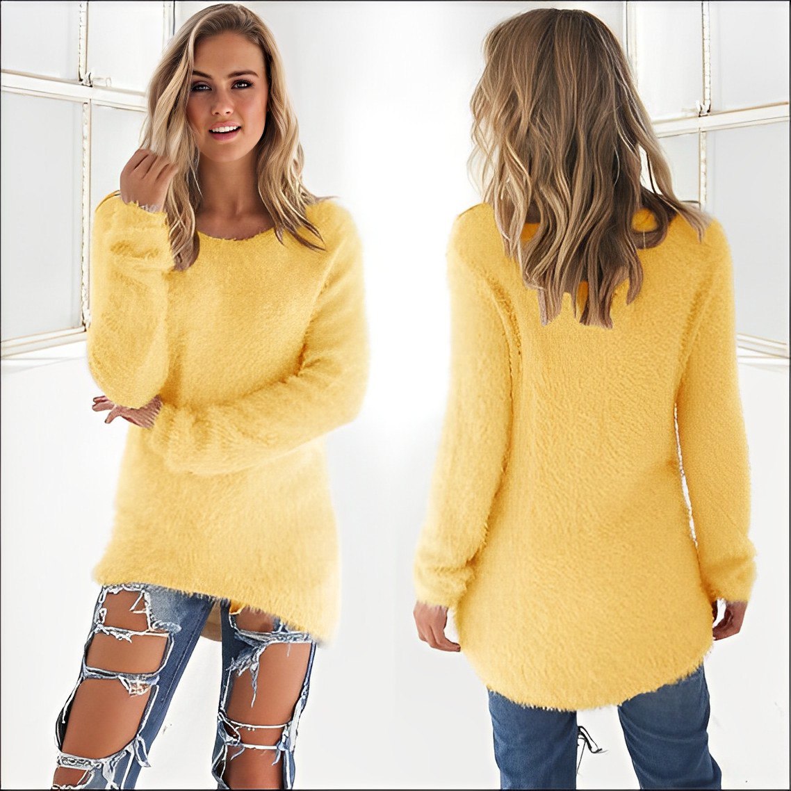 Scarlett - 2024 Eleganter Langarm-Pullover mit Rundhalsausschnitt