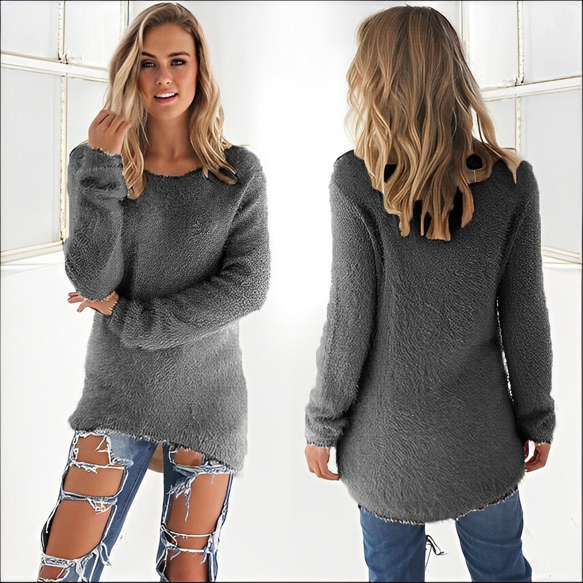 Scarlett - 2024 Eleganter Langarm-Pullover mit Rundhalsausschnitt