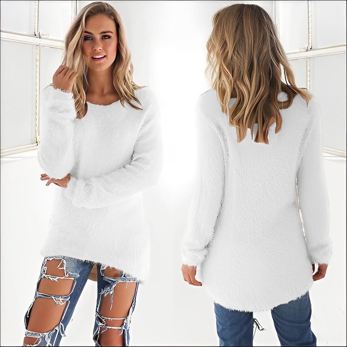 Scarlett - 2024 Eleganter Langarm-Pullover mit Rundhalsausschnitt