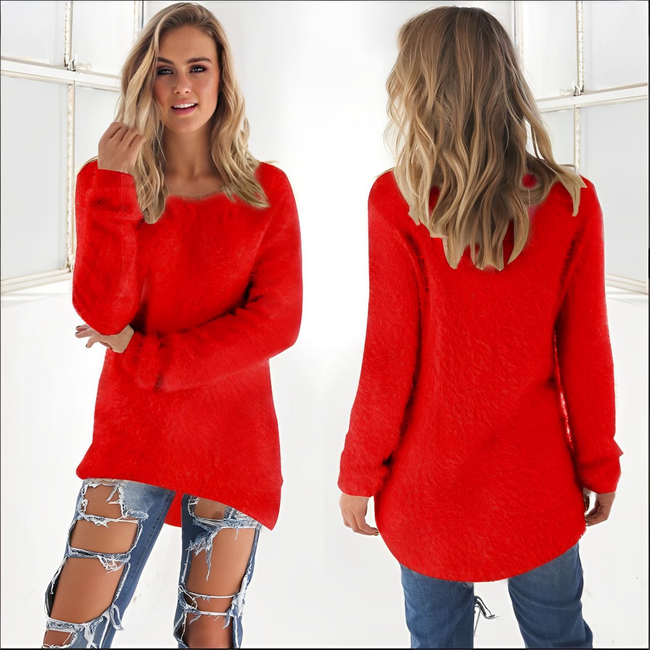 Scarlett - 2024 Eleganter Langarm-Pullover mit Rundhalsausschnitt