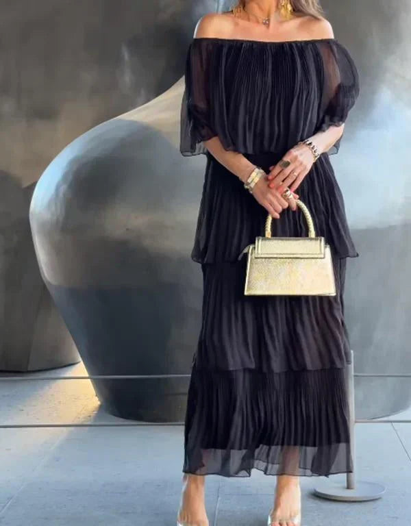 Lillymoda | Christine - Elegantes Maxikleid mit Off-Shoulder