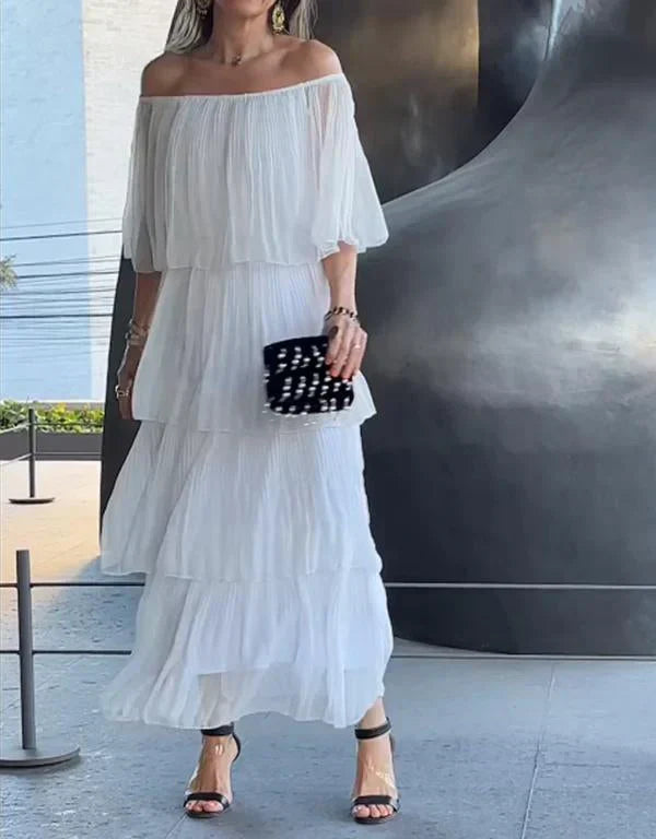 Lillymoda | Christine - Elegantes Maxikleid mit Off-Shoulder