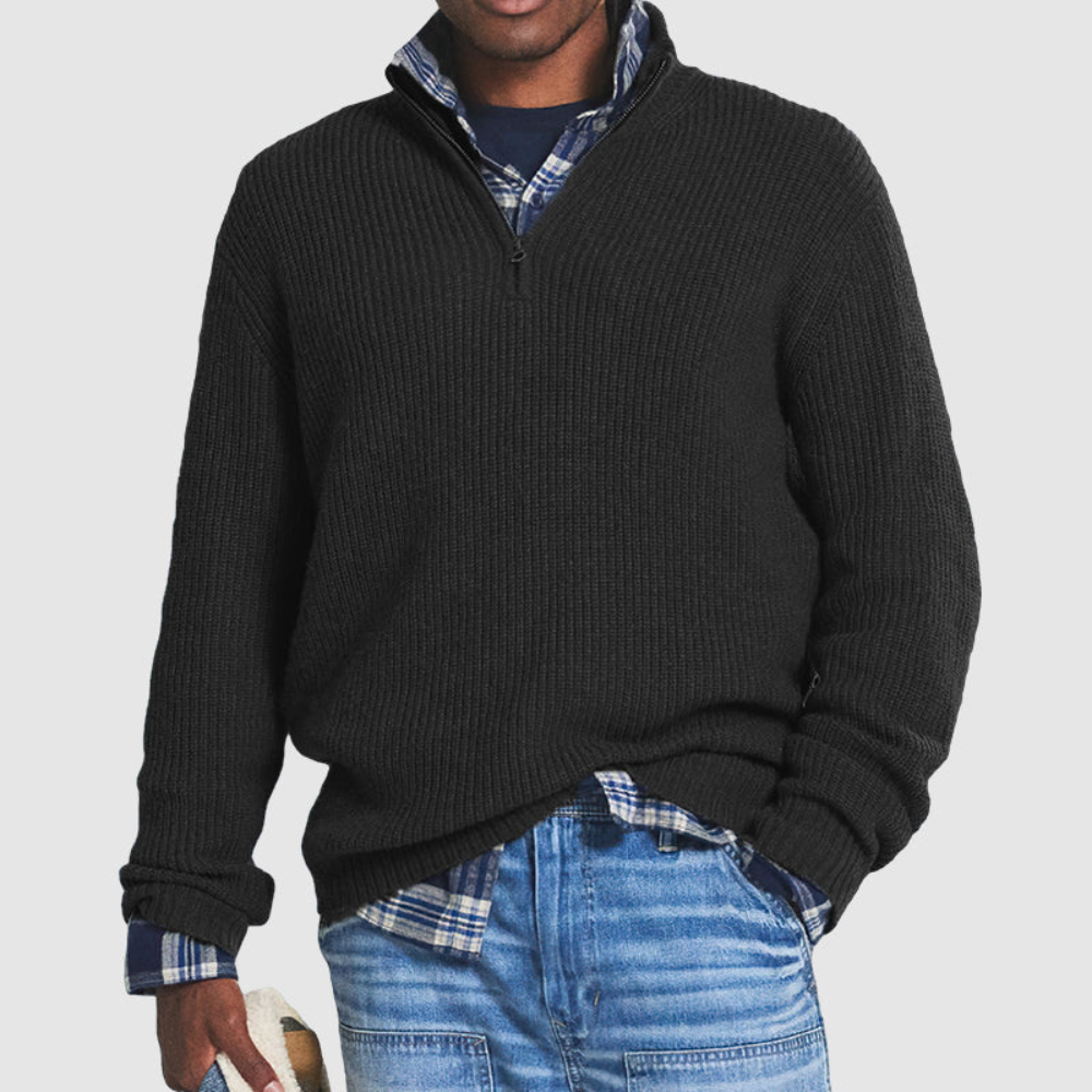 Alesso | Herren Pullover Mit Reißverschluss | Schwarzer Sweater