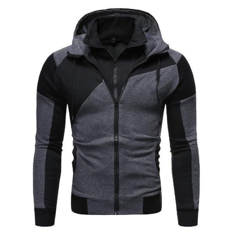 Zweifarbiges Herren-Sweatshirt mit Reißverschluss