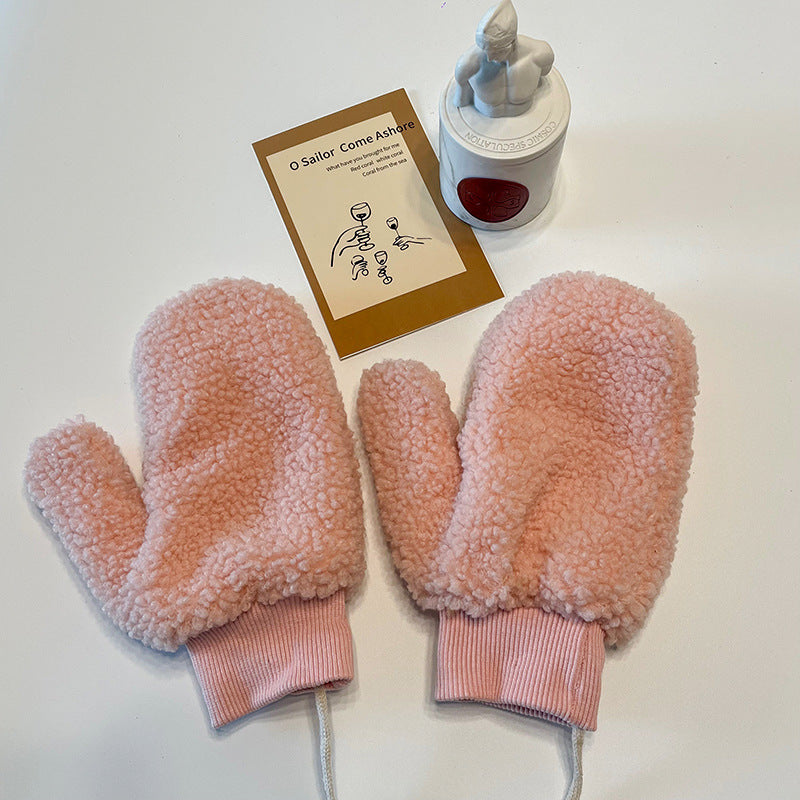 Handschuhe aus kuscheligem Plüsch, winddicht und im niedlichen Cartoon-Design