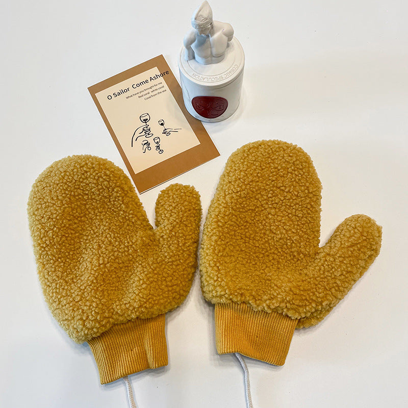 Handschuhe aus kuscheligem Plüsch, winddicht und im niedlichen Cartoon-Design