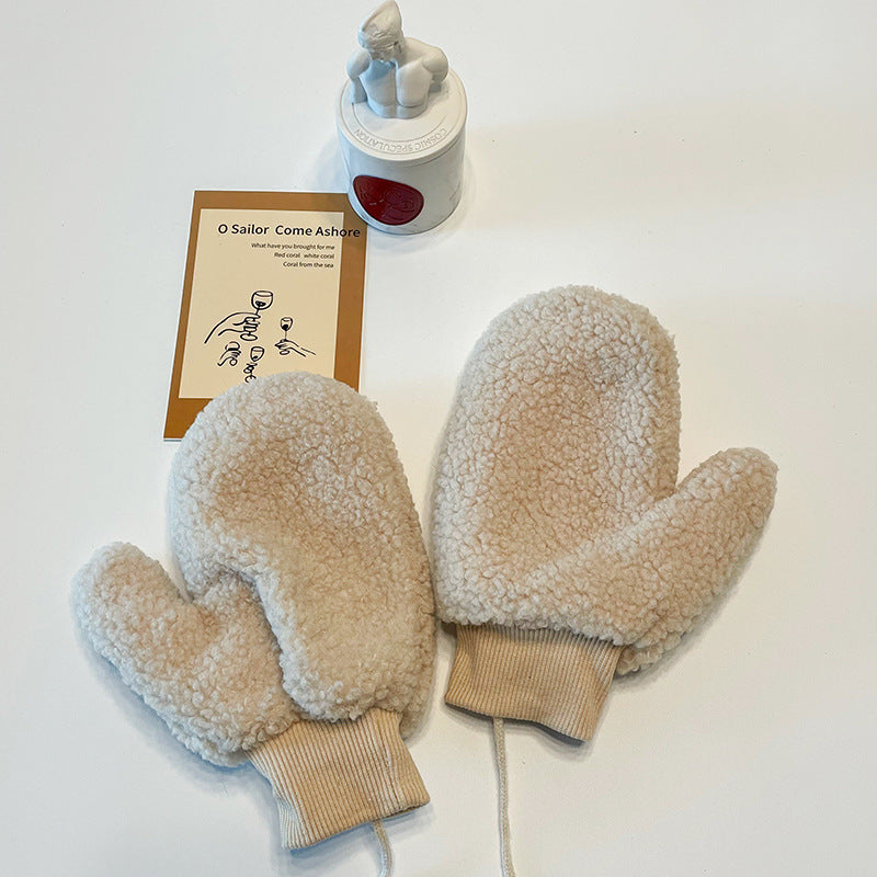 Handschuhe aus kuscheligem Plüsch, winddicht und im niedlichen Cartoon-Design