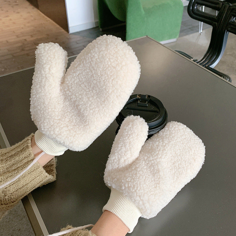 Handschuhe aus kuscheligem Plüsch, winddicht und im niedlichen Cartoon-Design