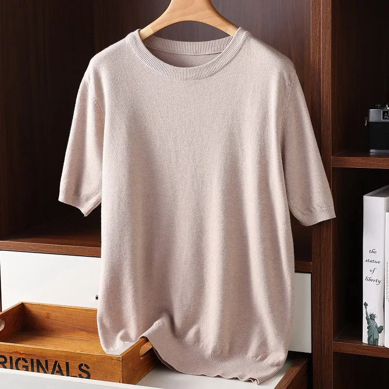 Koen - Weiches Herren Kaschmir Rundhals T-Shirt
