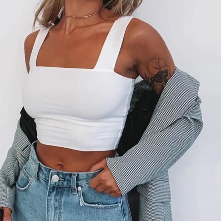 Damen-Tanktop mit Karreeausschnitt und breiten Trägern