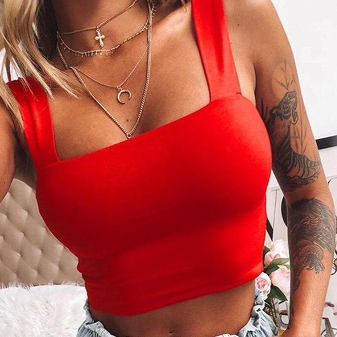 Damen-Tanktop mit Karreeausschnitt und breiten Trägern