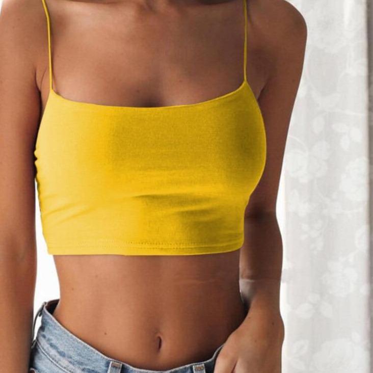 Kurzes Damen-Tanktop mit sehr dünnen Trägern