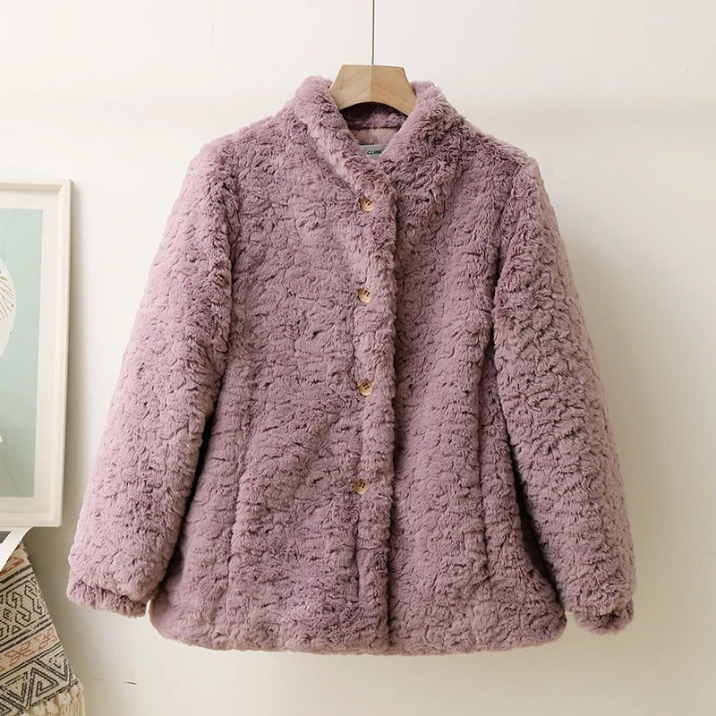 Lillymoda | Layla – Luxuriöser Teddy Mantel mit Knöpfen