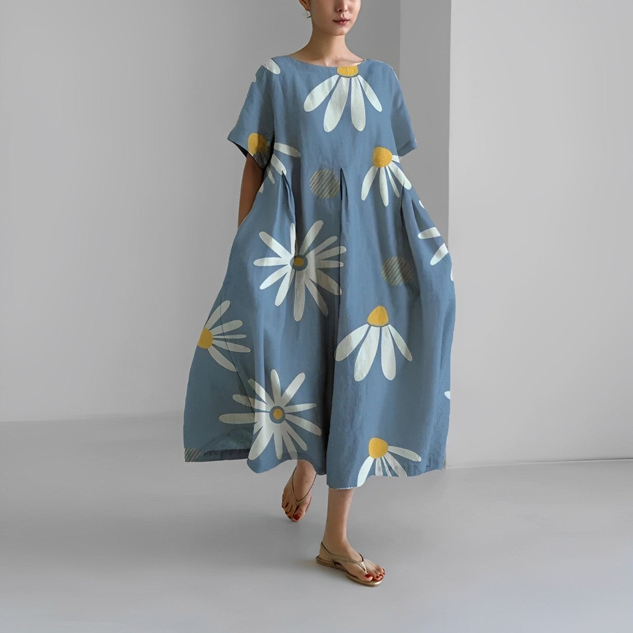 Boho Blumenkleid Damen Baumwolle Elegant Lang – Kerstin