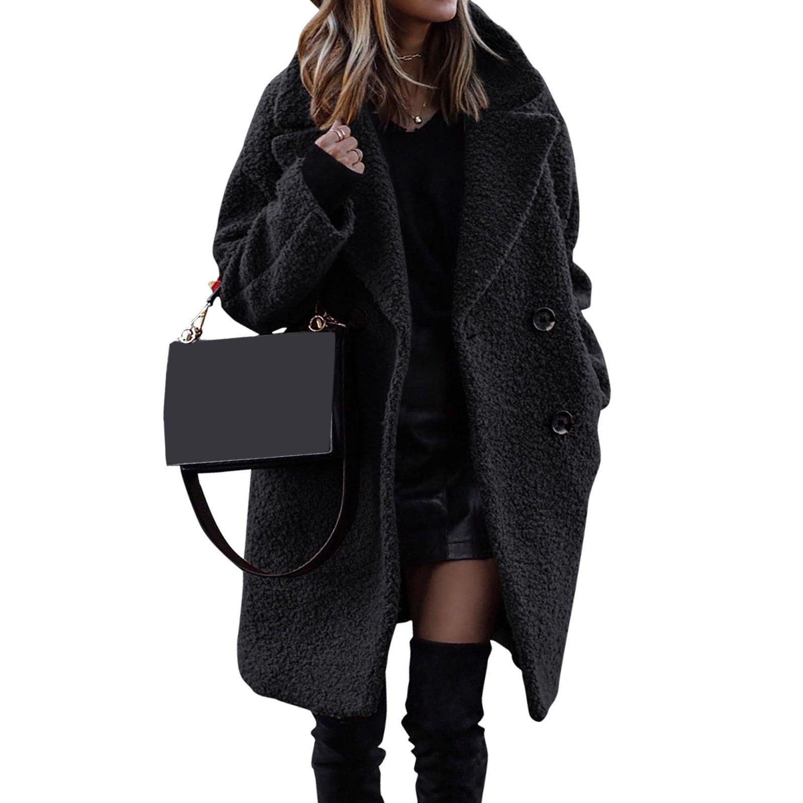 Lillymoda | Hadley – Luxus Teddy Mantel mit Umschlagkragen